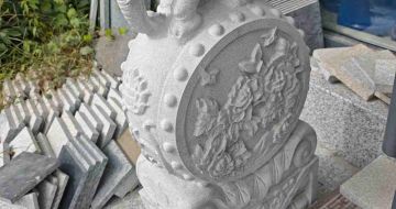 石嘴山芝麻白抱鼓石 庭院抱鼓石