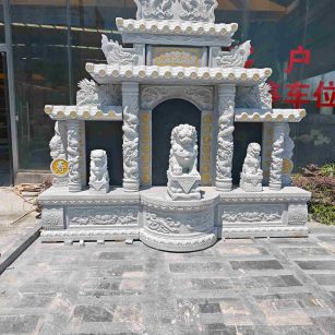 石嘴山芝麻白中国黑石材套墓 花岗岩墓碑