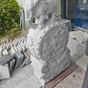 石嘴山芝麻白抱鼓石 庭院抱鼓石